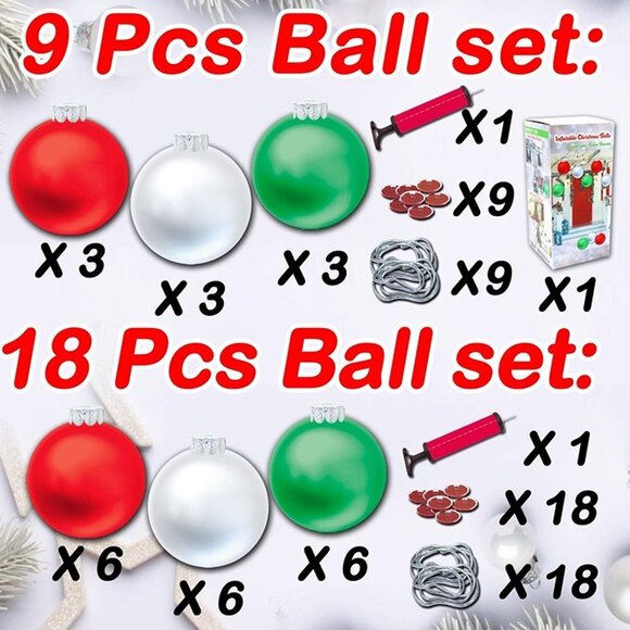 NEW   9 PCS Outdoor Christmas Decorations,Large Inflatable Christmas Balls (9") - Picture 6 of 9